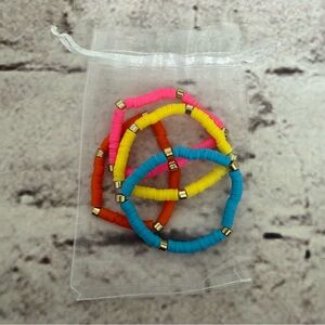 Set of Four Beaded Stretch Elastic Bracelets